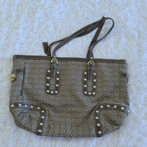 Coach Signature Soho Canvas Leather Trim Gold Studded  K0771-F11532 - Picture 3 of 6